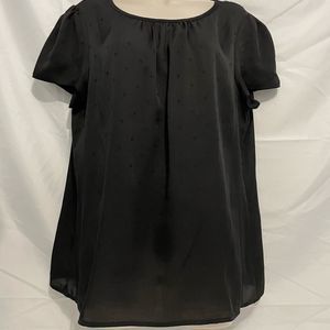LOFT Black Polka Dot Blouse L
